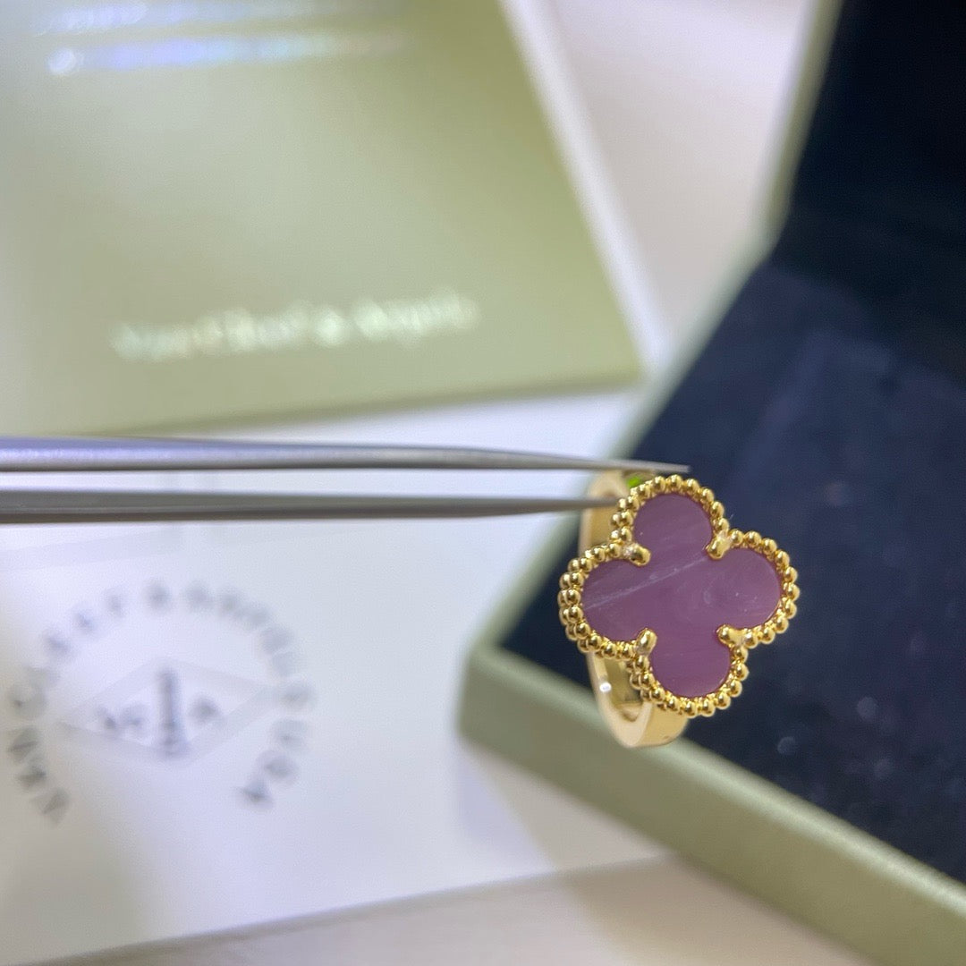 [ElanLuxe Jewelry]CLOVER  PURPLE VIOLET RING