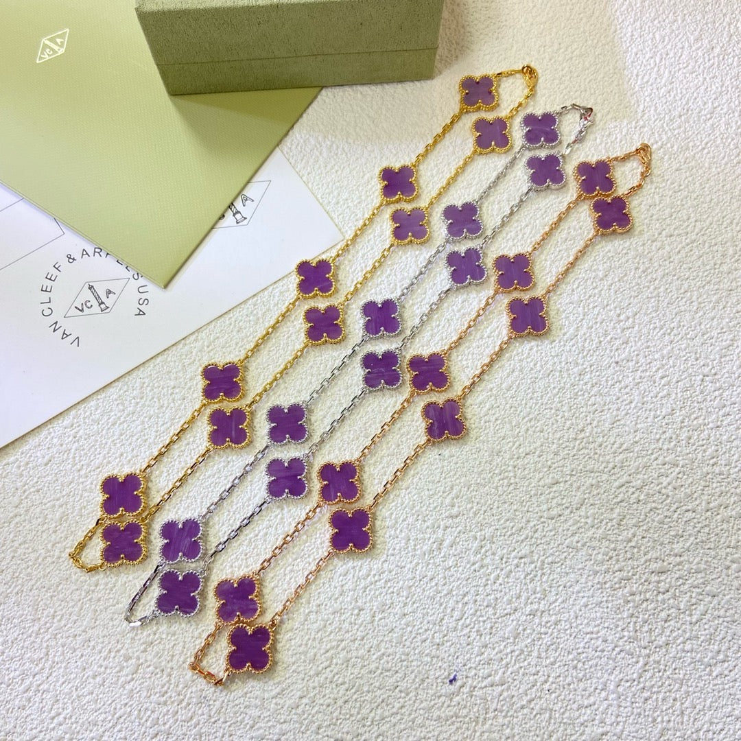 [ElanLuxe Jewelry]CLOVER 10 MOTIFS  PURPLE VIOLET  NECKLACE