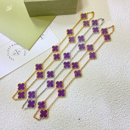 [ElanLuxe Jewelry]CLOVER 10 MOTIFS  PURPLE VIOLET  NECKLACE