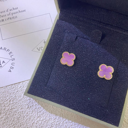 [ElanLuxe Jewelry]CLOVER MINI 9.5MM  PURPLE VIOLET EARRINGS