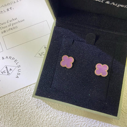 [ElanLuxe Jewelry]CLOVER MINI 9.5MM  PURPLE VIOLET EARRINGS