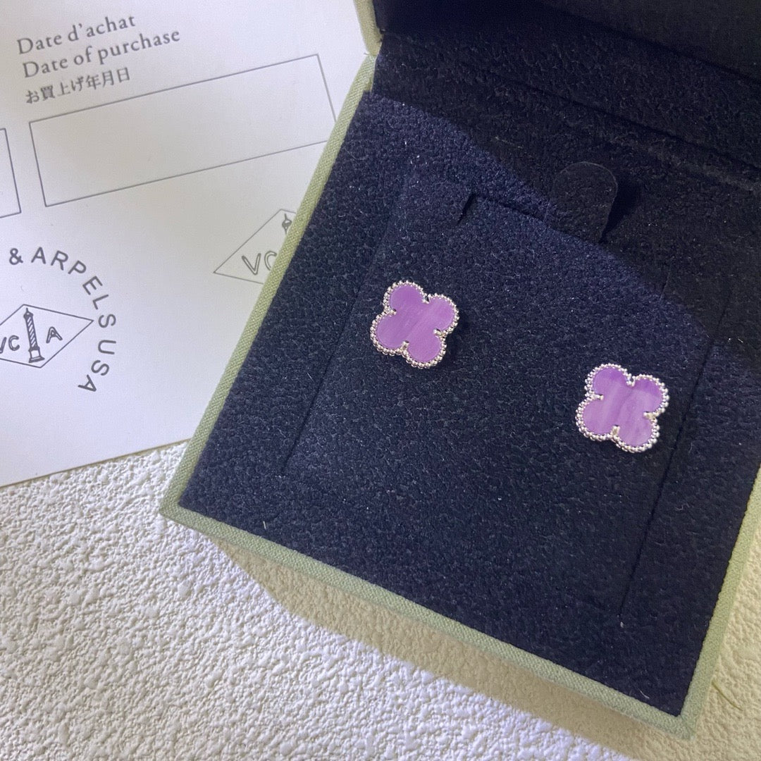 [ElanLuxe Jewelry]CLOVER MINI 9.5MM  PURPLE VIOLET EARRINGS
