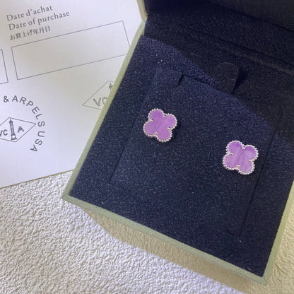 [ElanLuxe Jewelry]CLOVER MINI 9.5MM  PURPLE VIOLET EARRINGS