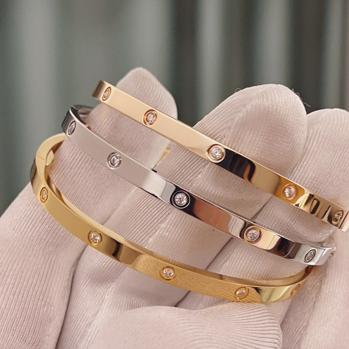 [ElanLuxe Jewelry]LOVE BRACELET 3.65MM 10 DIAMONDS