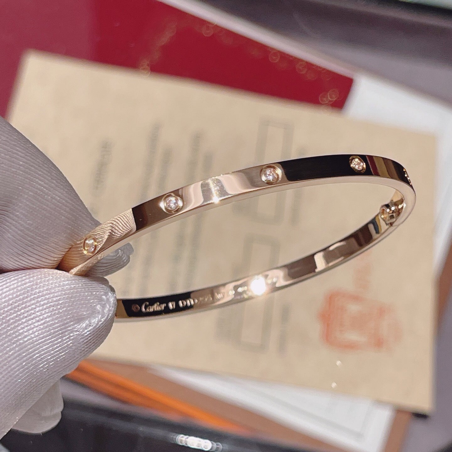 [ElanLuxe Jewelry]LOVE BRACELET 3.65MM 10 DIAMONDS