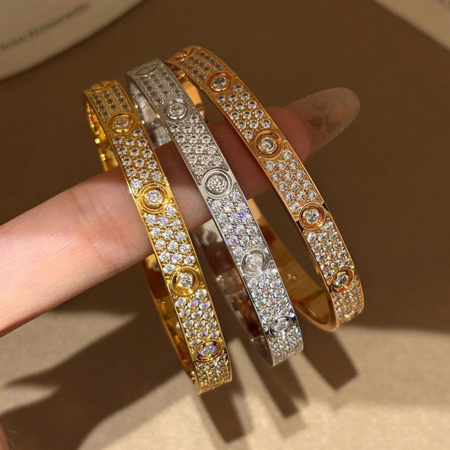 [ElanLuxe Jewelry]LOVE BRACELET 6.1MM DIAMOND-PAVED 10 BIG DIAMONDS