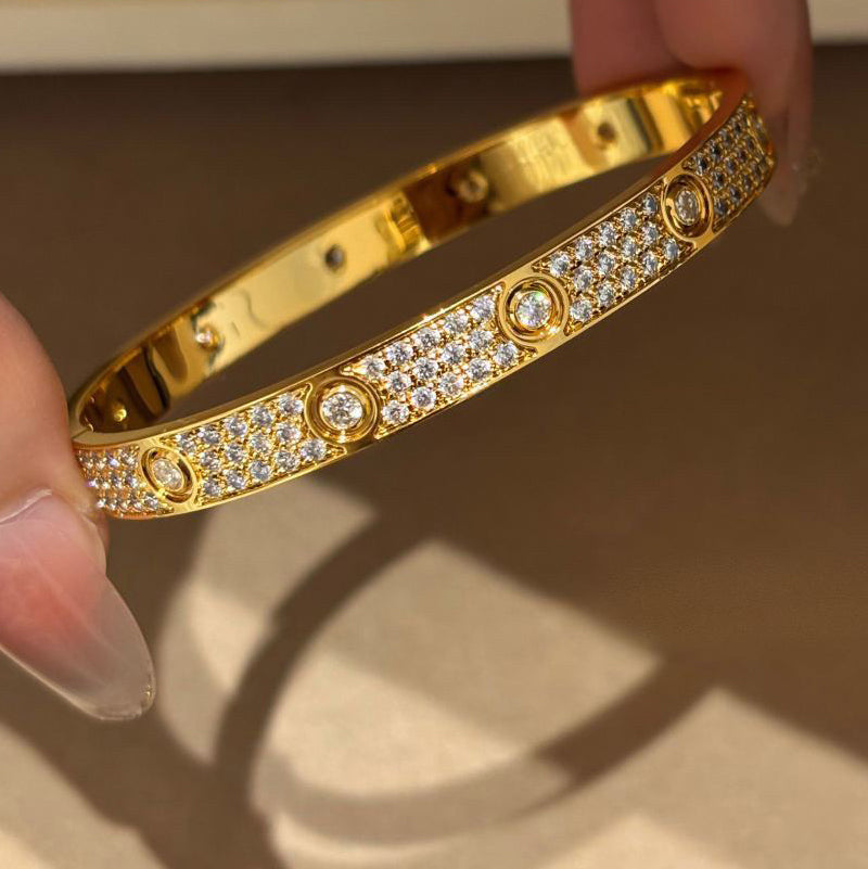 [ElanLuxe Jewelry]LOVE BRACELET 6.1MM DIAMOND-PAVED 10 BIG DIAMONDS