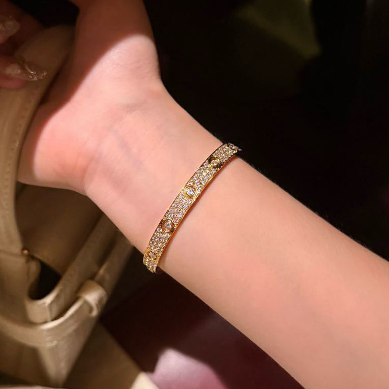[ElanLuxe Jewelry]LOVE BRACELET 6.1MM DIAMOND-PAVED 10 BIG DIAMONDS