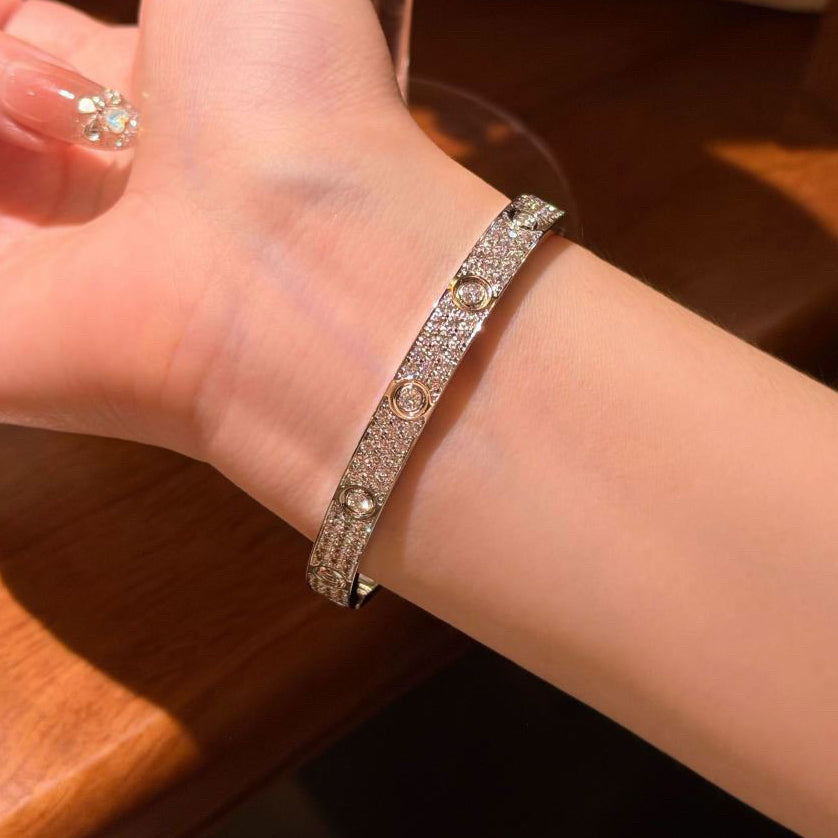 [ElanLuxe Jewelry]LOVE BRACELET 6.1MM DIAMOND-PAVED 10 BIG DIAMONDS