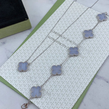 [ElanLuxe Jewelry] CLOVER 5 MOTIF PURPLE CHALCEDONY BRACELET COLLECTION