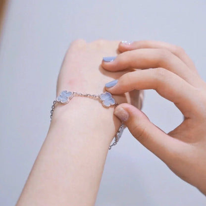 [ElanLuxe Jewelry] CLOVER 5 MOTIF PURPLE CHALCEDONY BRACELET COLLECTION