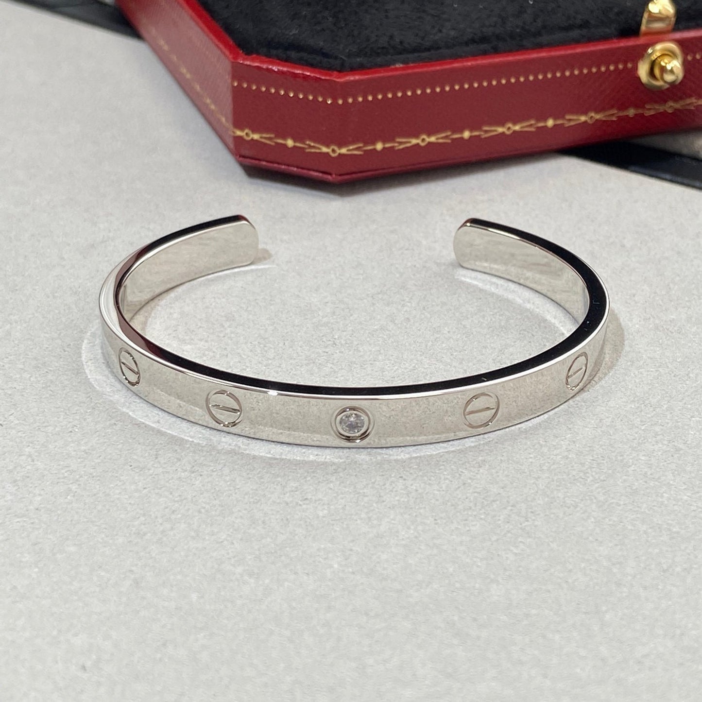 [ElanLuxe Jewelry]LOVE BRACELET 6.1MM 1 DIAMOND OPEN CUFF