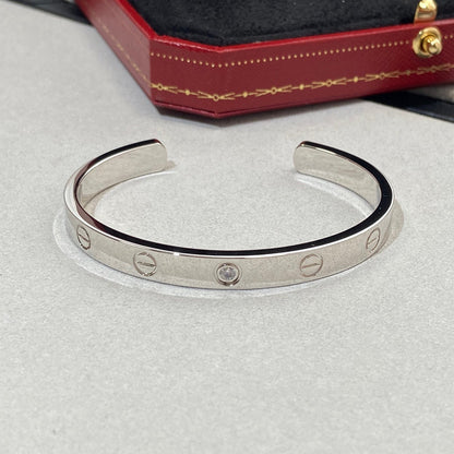 [ElanLuxe Jewelry]LOVE BRACELET 6.1MM 1 DIAMOND OPEN CUFF
