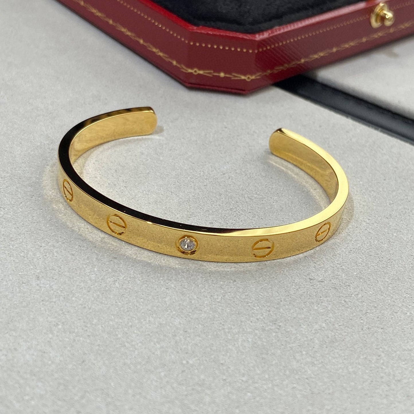 [ElanLuxe Jewelry]LOVE BRACELET 6.1MM 1 DIAMOND OPEN CUFF