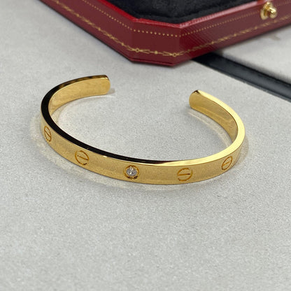 [ElanLuxe Jewelry]LOVE BRACELET 6.1MM 1 DIAMOND OPEN CUFF