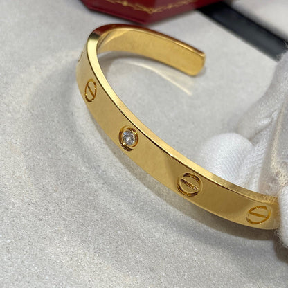 [ElanLuxe Jewelry]LOVE BRACELET 6.1MM 1 DIAMOND OPEN CUFF