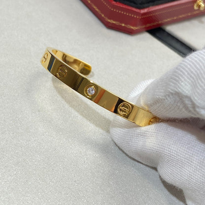 [ElanLuxe Jewelry]LOVE BRACELET 6.1MM 1 DIAMOND OPEN CUFF