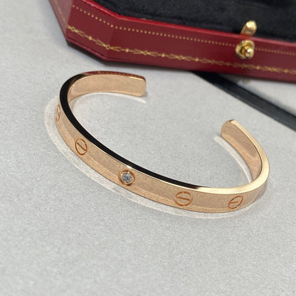 [ElanLuxe Jewelry]LOVE BRACELET 6.1MM 1 DIAMOND OPEN CUFF