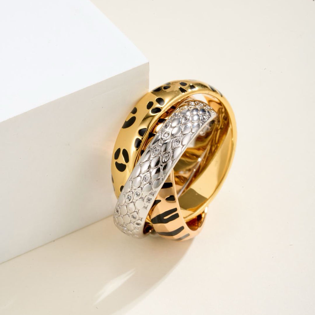 [ElanLuxe Jewelry]TRINITY  RING LEOPARD PRINT