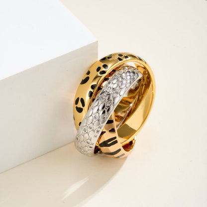 [ElanLuxe Jewelry]TRINITY  RING LEOPARD PRINT
