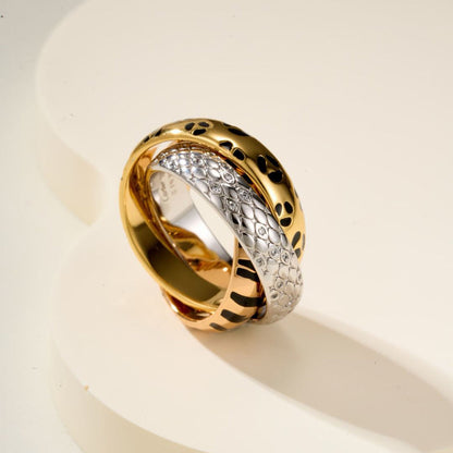 [ElanLuxe Jewelry]TRINITY  RING LEOPARD PRINT