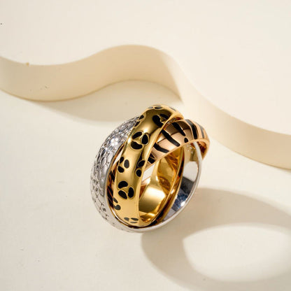 [ElanLuxe Jewelry]TRINITY  RING LEOPARD PRINT