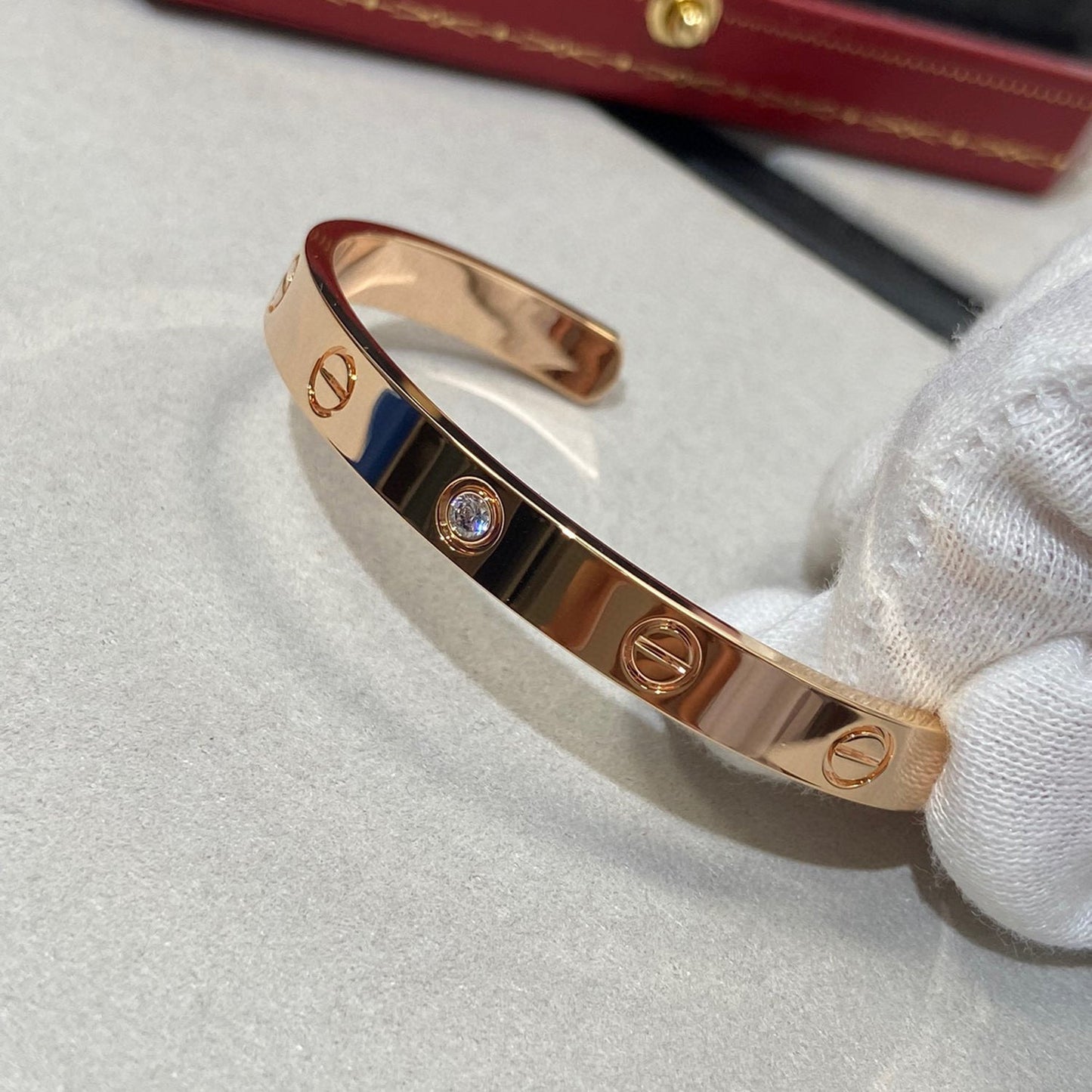 [ElanLuxe Jewelry]LOVE BRACELET 6.1MM 1 DIAMOND OPEN CUFF