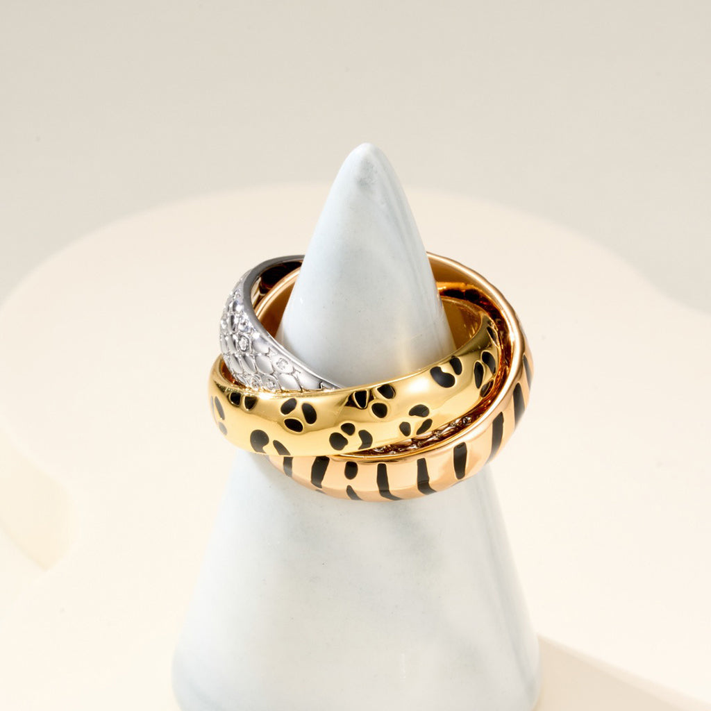 [ElanLuxe Jewelry]TRINITY  RING LEOPARD PRINT