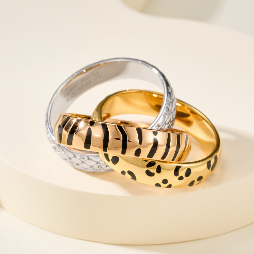 [ElanLuxe Jewelry]TRINITY  RING LEOPARD PRINT
