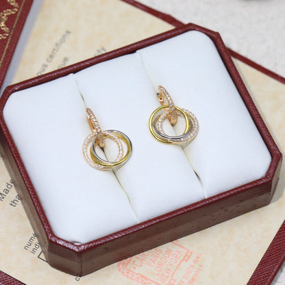 [ElanLuxe Jewelry]TRINITY HALF DIAMOND  EARRINGS