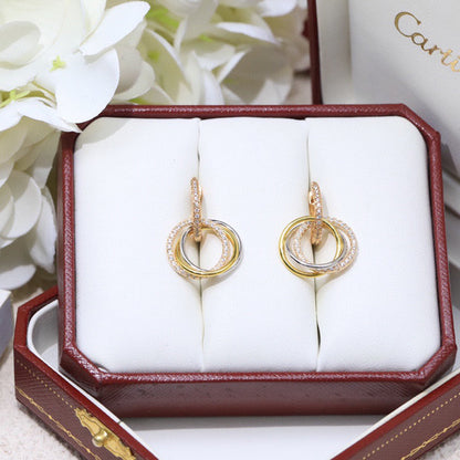 [ElanLuxe Jewelry]TRINITY HALF DIAMOND  EARRINGS
