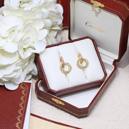 [ElanLuxe Jewelry]TRINITY HALF DIAMOND  EARRINGS