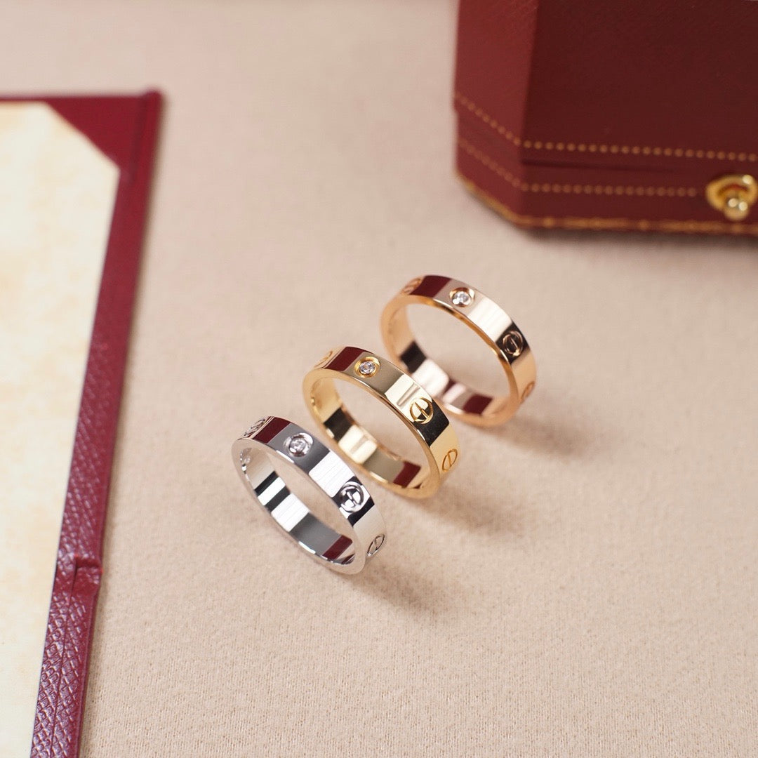 [ElanLuxe Jewelry]LOVE 4MM 1 DIAMOND RING
