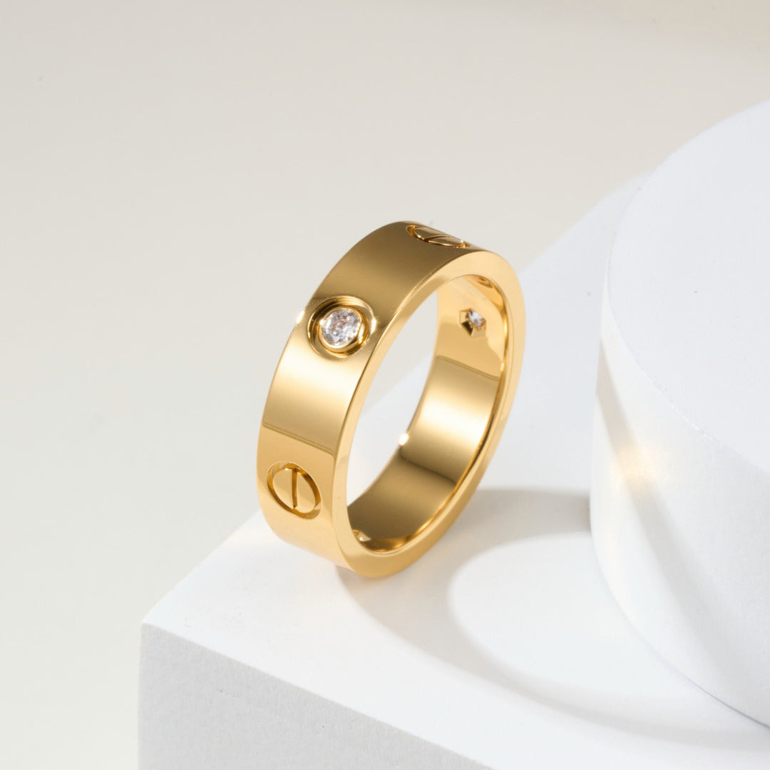 [ElanLuxe Jewelry]LOVE 4MM 1 DIAMOND RING