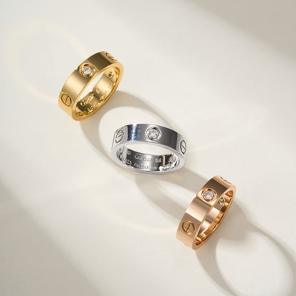 [ElanLuxe Jewelry]LOVE 4MM 1 DIAMOND RING