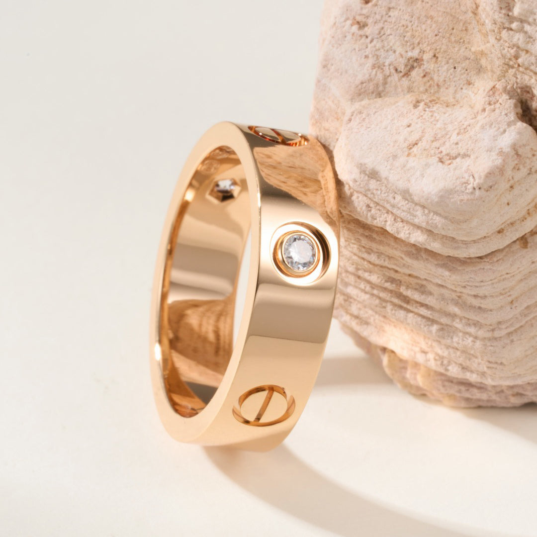 [ElanLuxe Jewelry]LOVE 4MM 1 DIAMOND RING