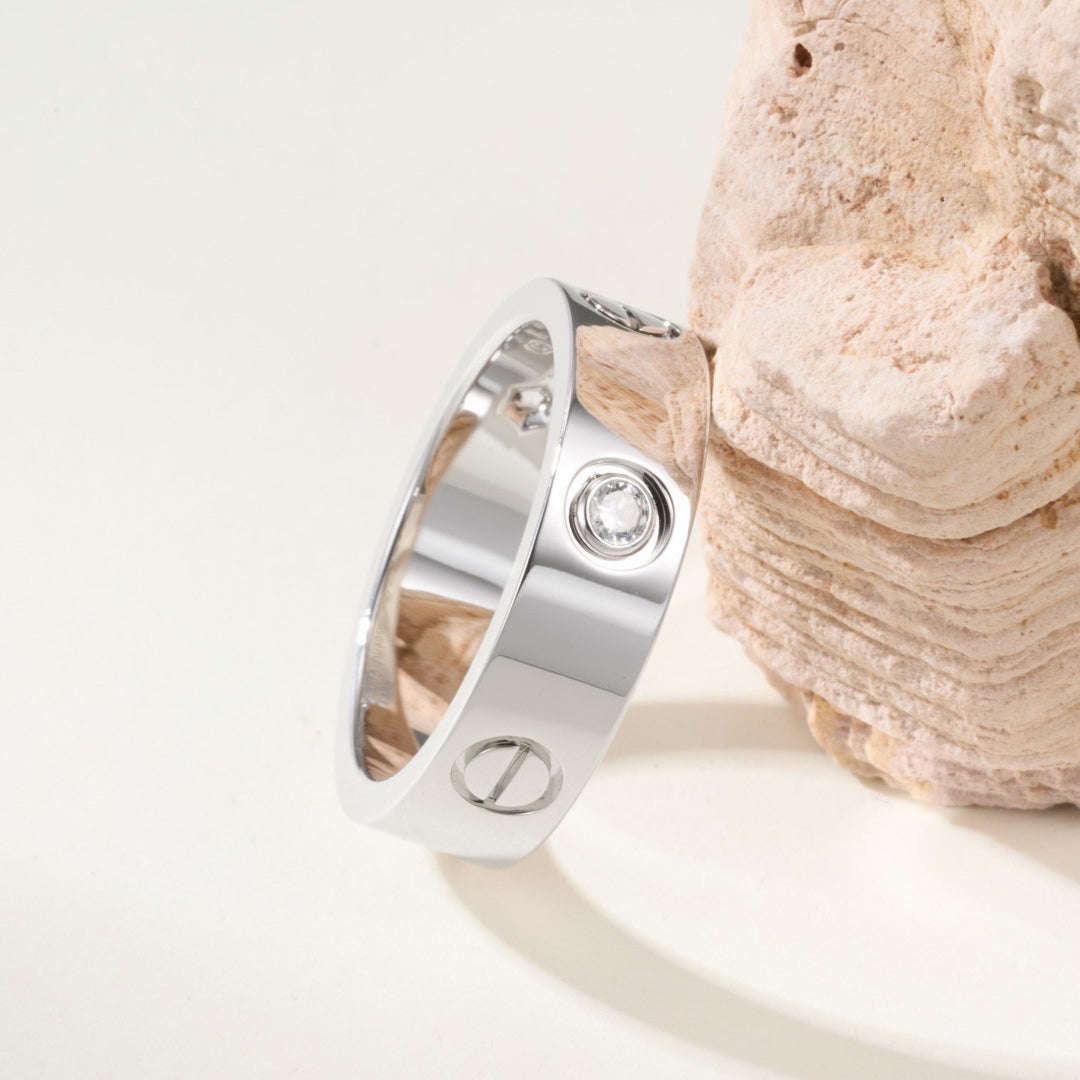 [ElanLuxe Jewelry]LOVE 4MM 1 DIAMOND RING
