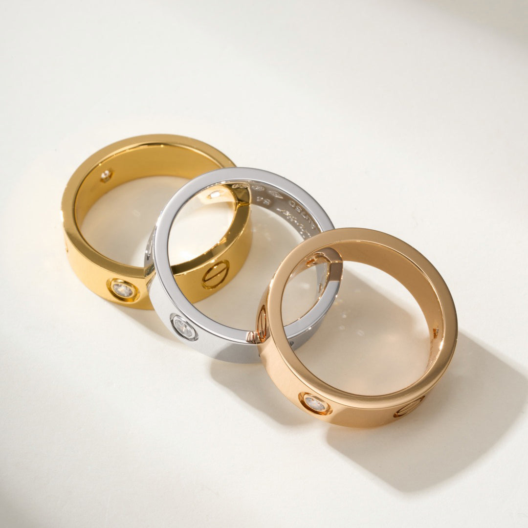 [ElanLuxe Jewelry]LOVE 4MM 1 DIAMOND RING