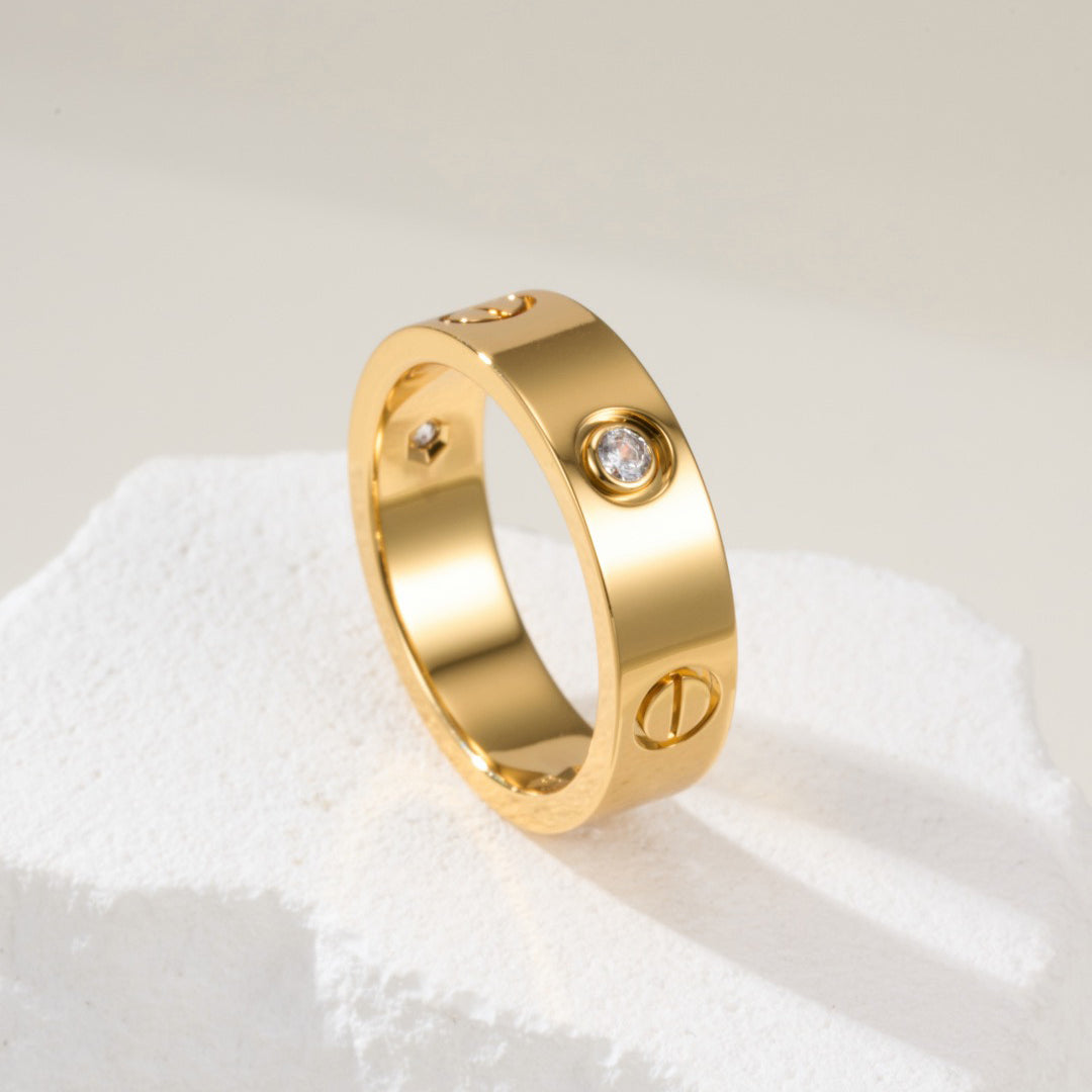 [ElanLuxe Jewelry]LOVE 4MM 1 DIAMOND RING