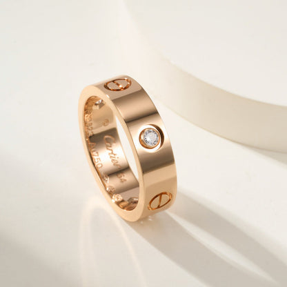 [ElanLuxe Jewelry]LOVE 4MM 1 DIAMOND RING