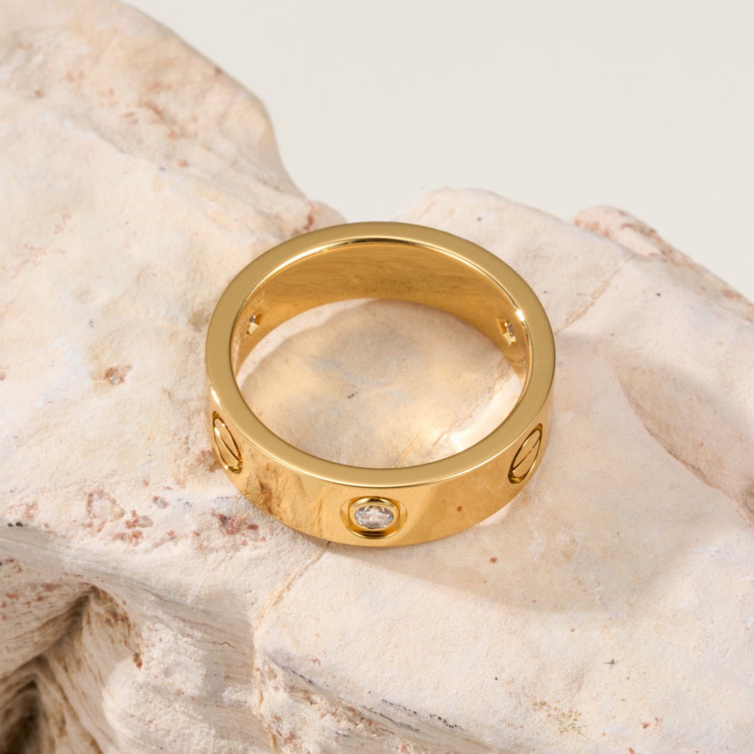 [ElanLuxe Jewelry]LOVE 4MM 1 DIAMOND RING