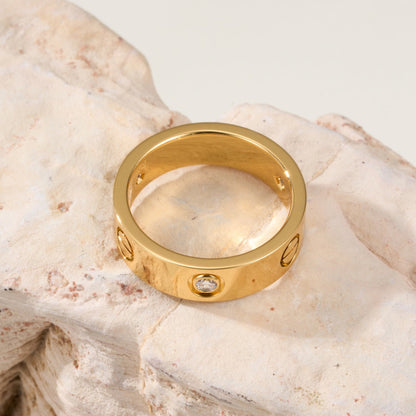 [ElanLuxe Jewelry]LOVE 4MM 1 DIAMOND RING