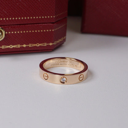 [ElanLuxe Jewelry]LOVE 4MM 1 DIAMOND RING