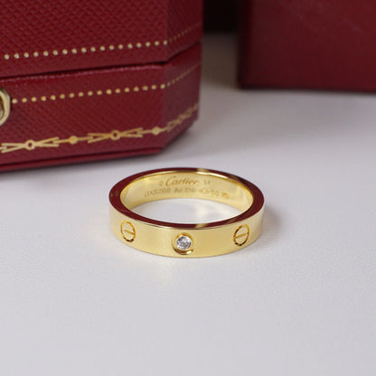 [ElanLuxe Jewelry]LOVE 4MM 1 DIAMOND RING