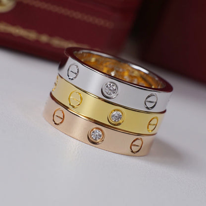 [ElanLuxe Jewelry]LOVE 4MM 1 DIAMOND RING