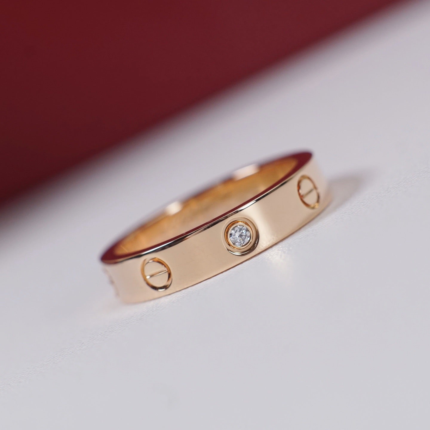 [ElanLuxe Jewelry]LOVE 4MM 1 DIAMOND RING