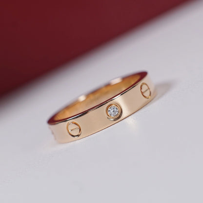 [ElanLuxe Jewelry]LOVE 4MM 1 DIAMOND RING