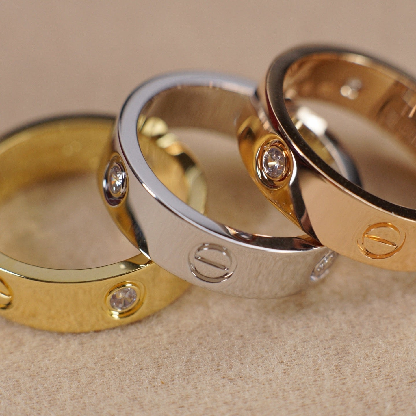 [ElanLuxe Jewelry]LOVE 5.5MM 3 DIAMOND RING