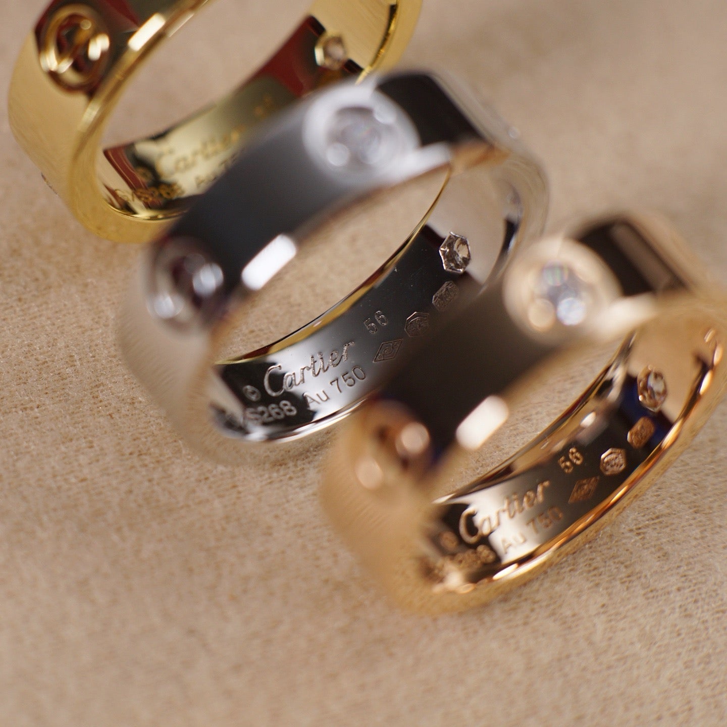 [ElanLuxe Jewelry]LOVE 5.5MM 3 DIAMOND RING