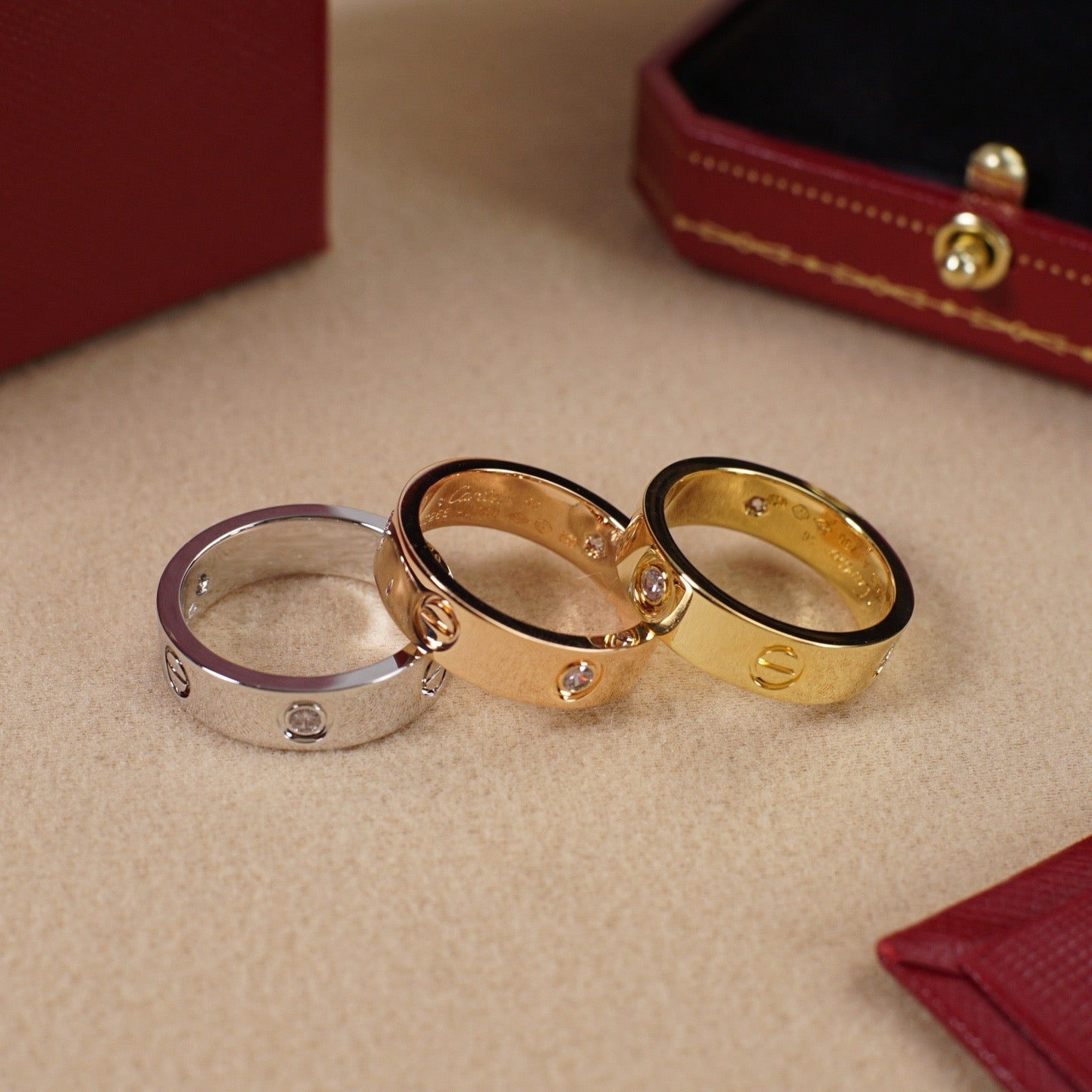 [ElanLuxe Jewelry]LOVE 5.5MM 3 DIAMOND RING